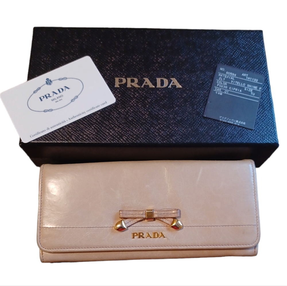 💝PRADA VITELLO SHINE CONTINENTAL LEATHER WALLET